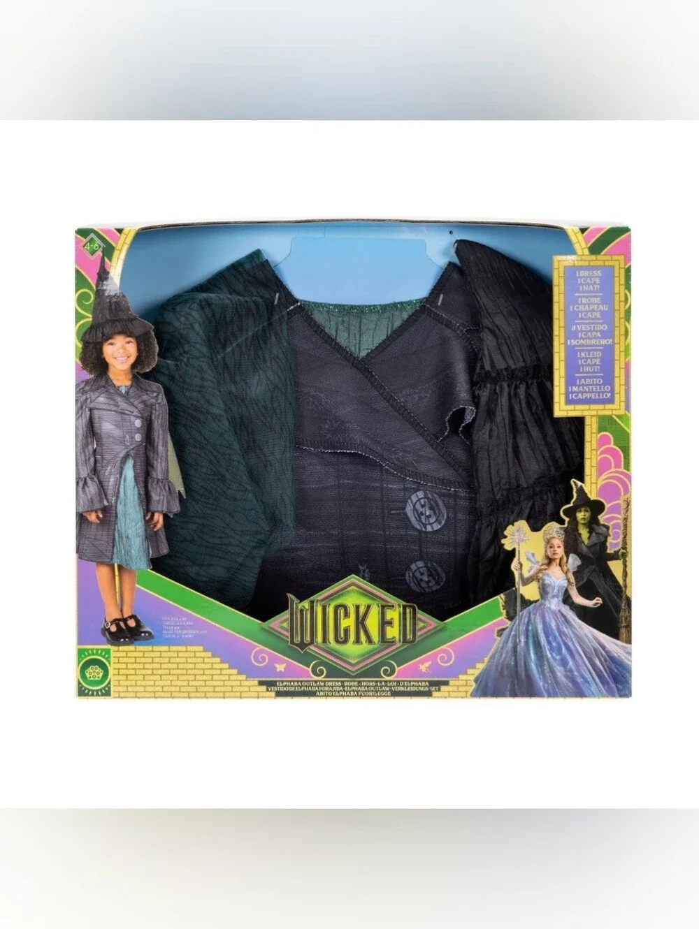 NIB Wicked Movie Deluxe Elphaba Outlaw Costume Dress Up Set Size 4-6X Halloween